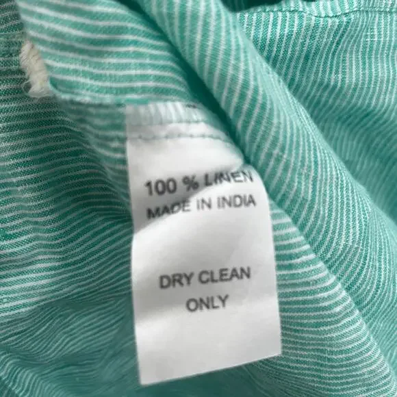 Mille resort & Travel Maui Tiered Linen Maxi Dress Green Striped small NWT - Picture 10 of 11